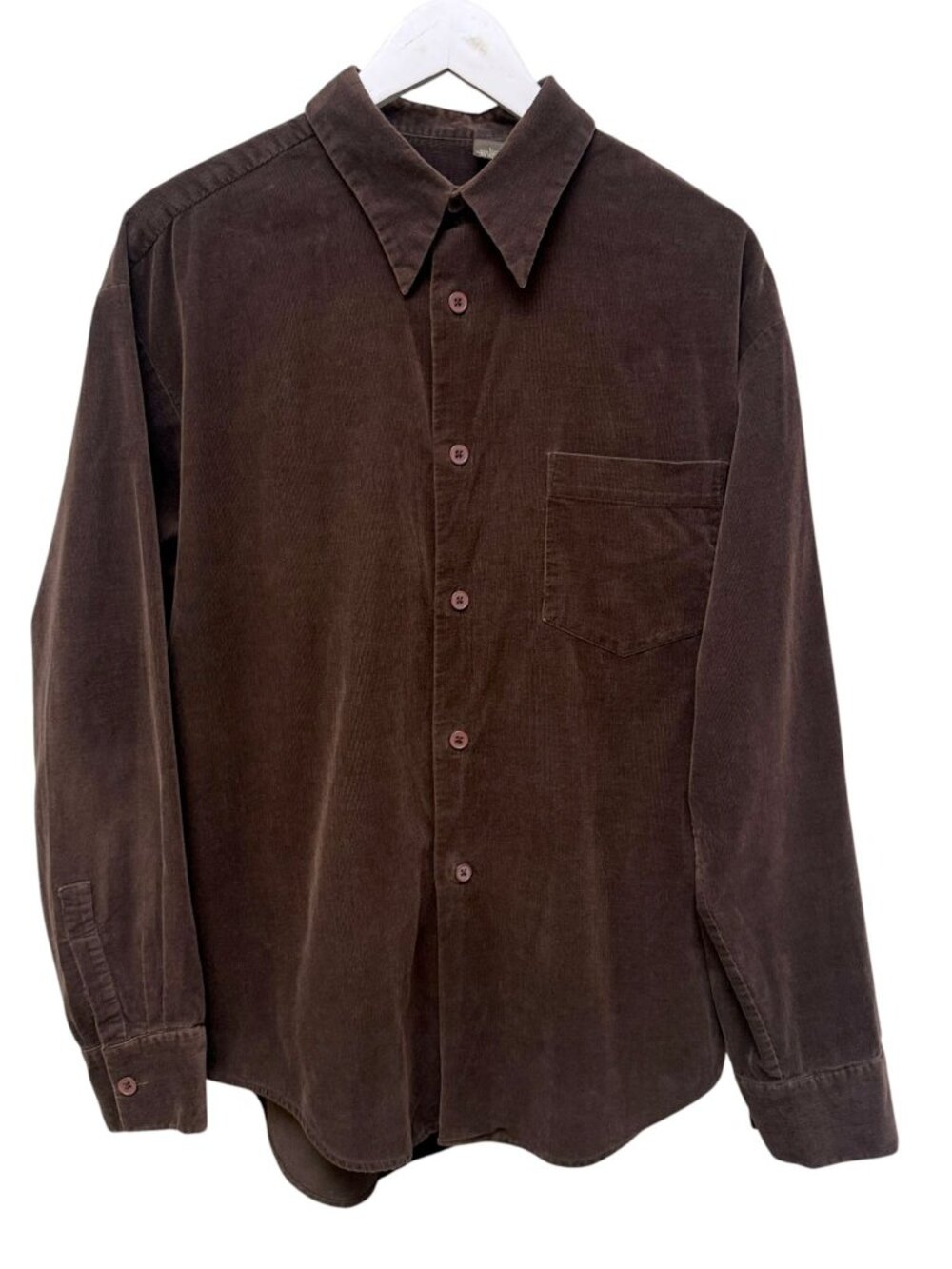 Neiman Marcus Brown Corduroy Shirt Mens Large Vintage Casual Button Up Cotton